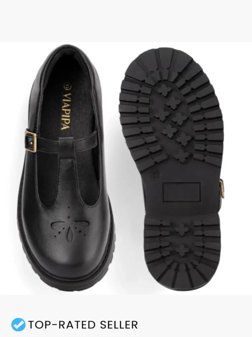 Girls T-Strap Buckle Platform Flats Classic Mary Jane Uniform School Shoes